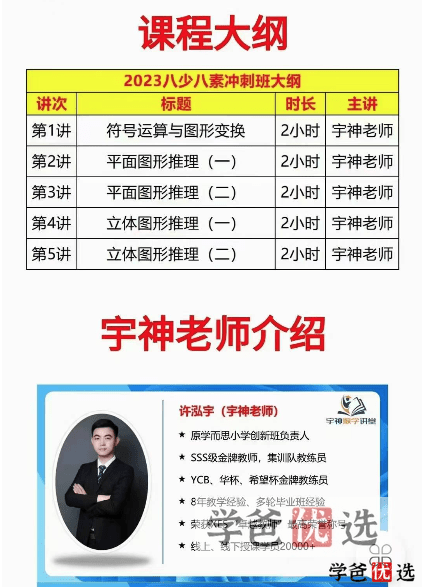 图片[3]-【001238】【小学数学】宇神：2023八少八素神测冲刺班（初试+复试）-学爸优选