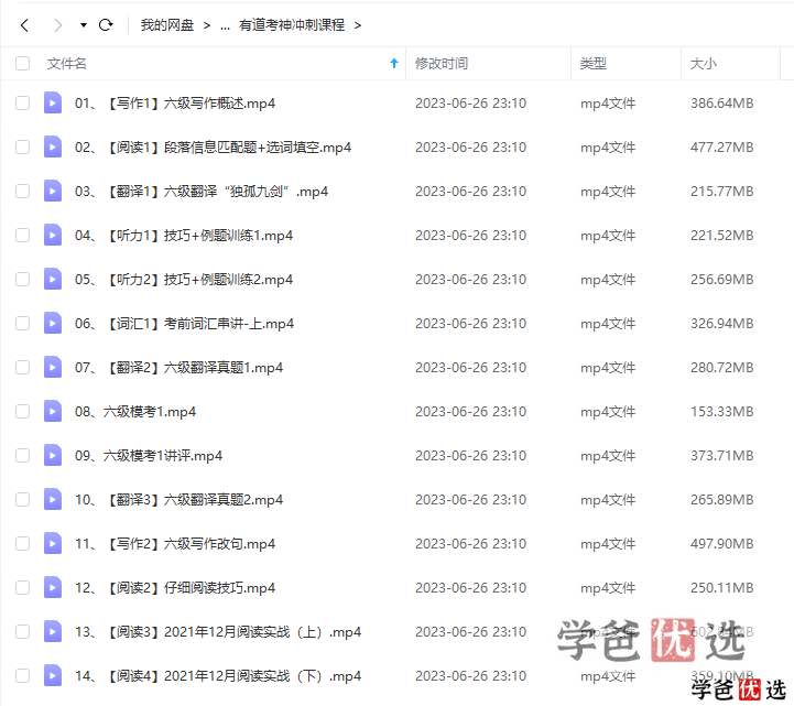 图片[6]-【001277】【大学英语】英语六级：有道考神冲刺课、押题卷、刘晓艳保命班、王菲写作模板2022-学爸优选