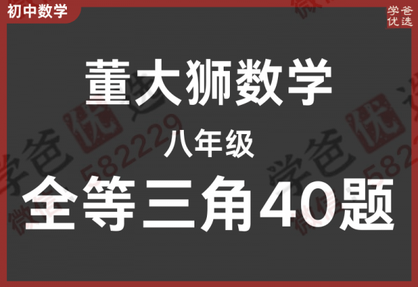 【002300】【初中数学】董大狮：初二数学全等三角形40题-学爸优选