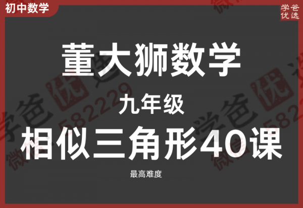 【002303】【初中数学】董大狮：初三数学相似三角形40课（最高难度中考冲满分）-学爸优选