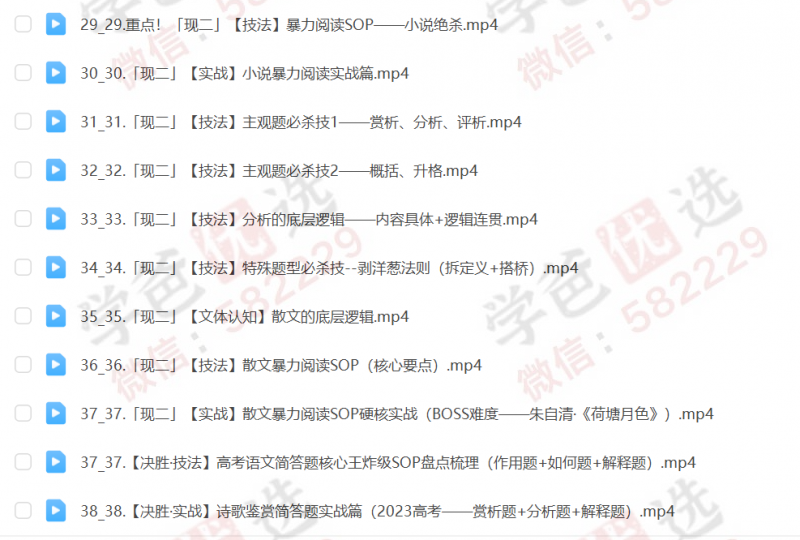 图片[5]-【001637】【高中语文】小恒学长提分觉醒：绝杀现代文系统课（38节+资料）-学爸优选